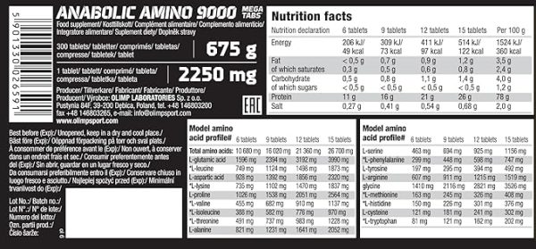 آمینو آنابولیک 9000 الیمپ 300 عددی|Olimp Anabolic Amino 9000 Mega Tabs - 300 Tabletten - Image 3